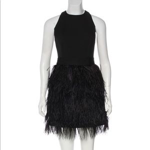 Milly sleeveless feather-trimmed dress US 4